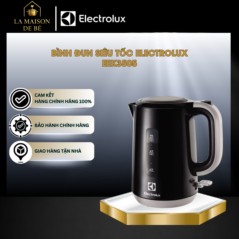 Bình đun siêu tốc Electrolux EEK3505 với dung tích 1.7 lít, thiết kế sang trọng, tiện dụng - LMS