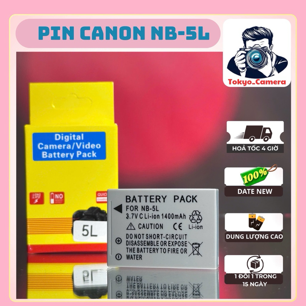 Pin Canon NB-5L ( Pin thay thế )dùng cho IXUS 800 IS, 850 IS, 860 IS, 870 IS, 900 Ti, 950 IS, 960 IS