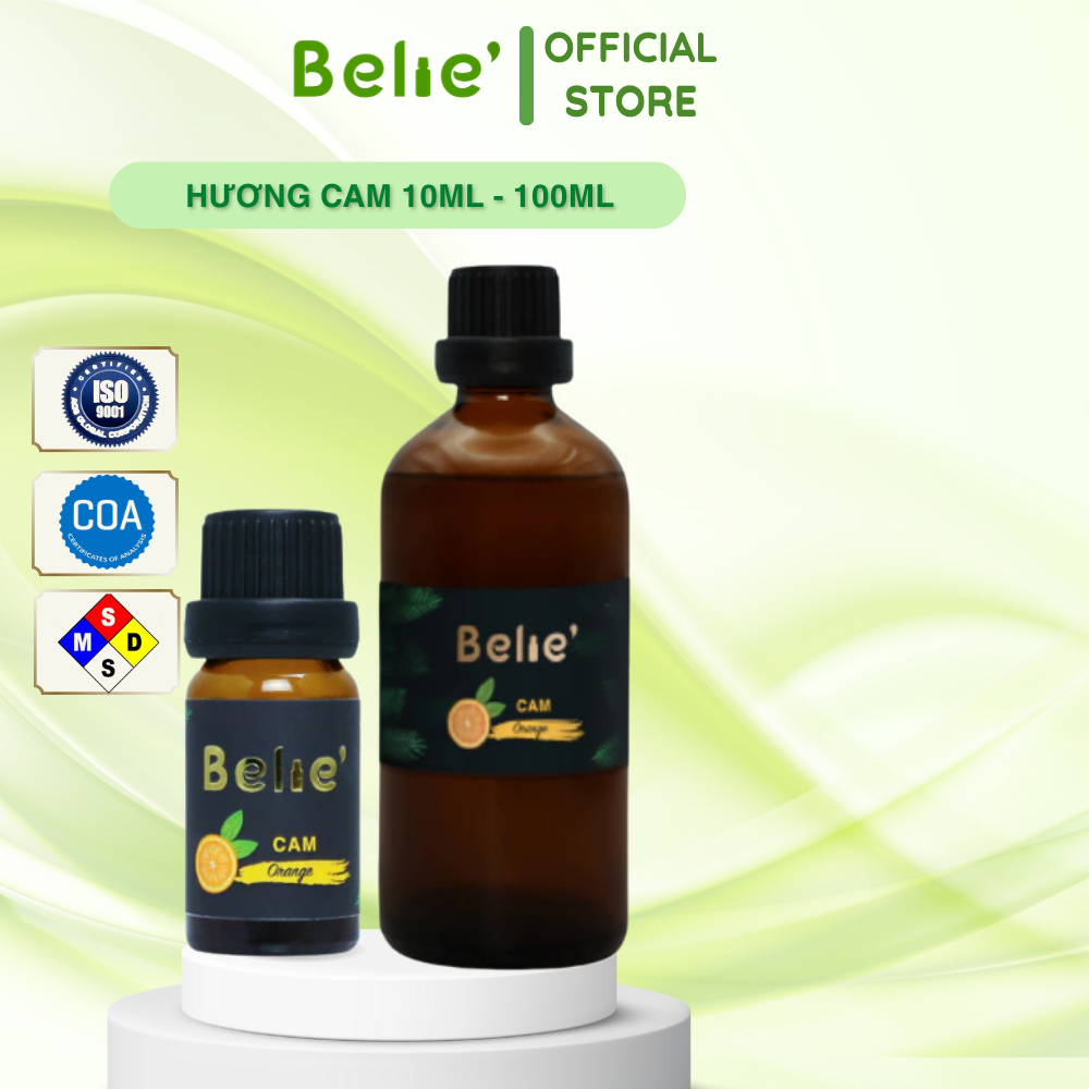 Hương Cam 10ml, 100ml Belie' Xông Thơm, Thư Giãn, Giảm Stress, Khử Mùi Hôi Phòng