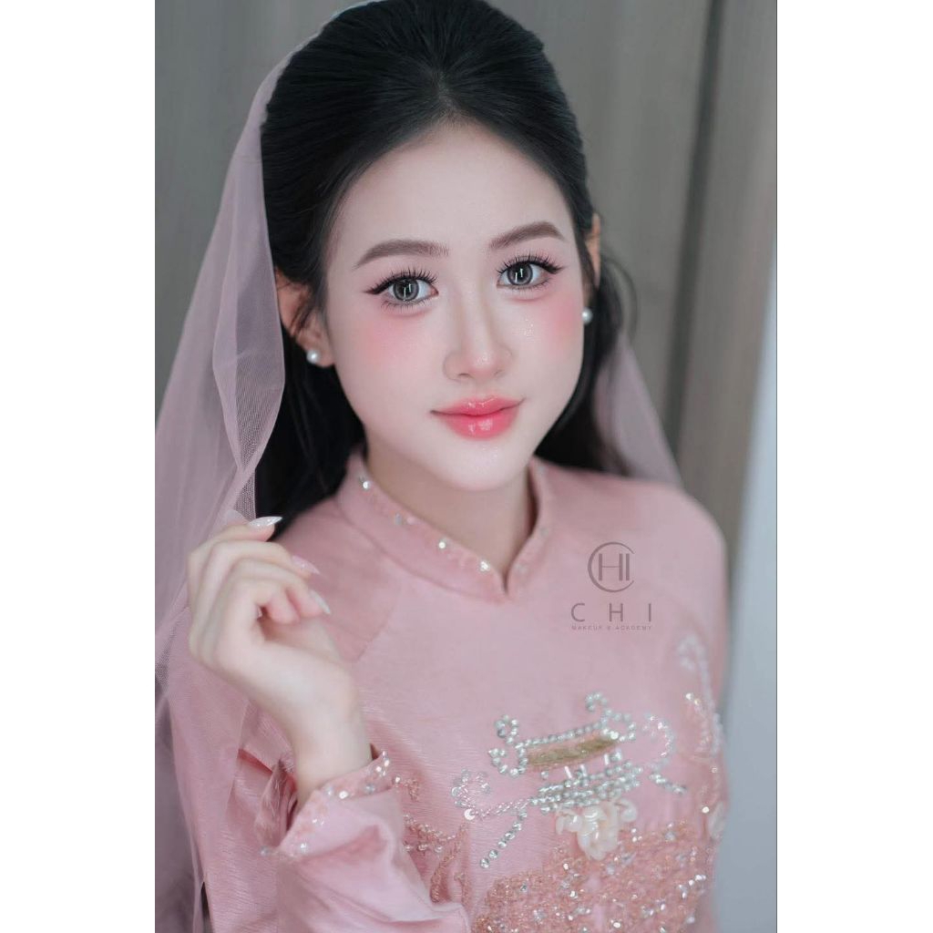 Voan cô dâu cài tóc cô dâu màu hồng mẫu TQ210