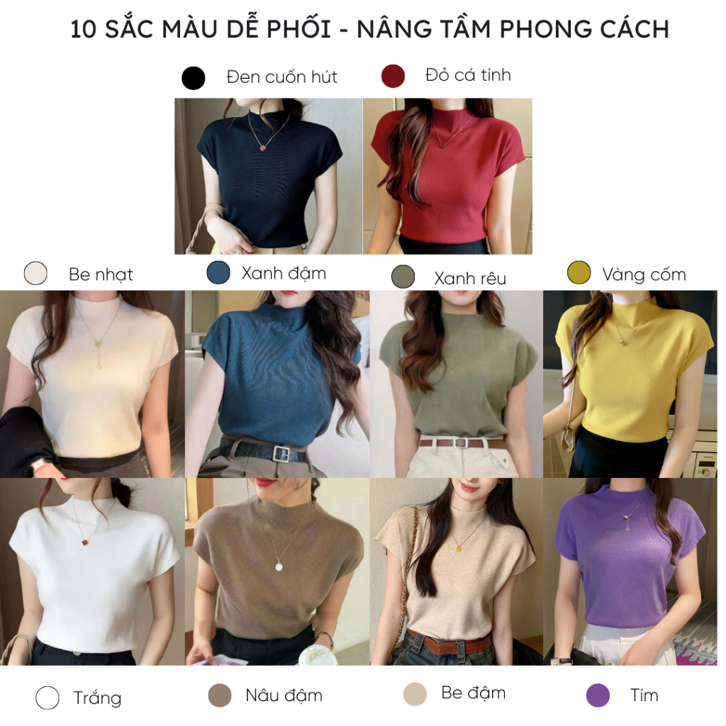 Áo len nữ tay hến Mely Fashion dáng rộng ngắn tay cổ lọ 3 phân mềm mịn bo chun eo nhiều màu phong cách Hàn Quốc AL10 | BigBuy360 - bigbuy360.vn