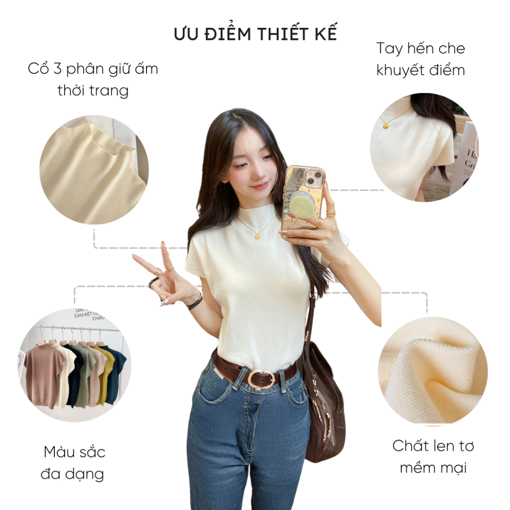 Áo len nữ tay hến Mely Fashion dáng rộng ngắn tay cổ lọ 3 phân mềm mịn bo chun eo nhiều màu phong cách Hàn Quốc AL10 | BigBuy360 - bigbuy360.vn