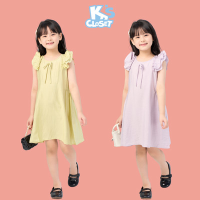 Váy Sát Nách K'S CLOSET Chất Liệu Vải Đũi Xước Cho Bé Gái (2-14 tuổi) từ 10kg-60kg E077FIS