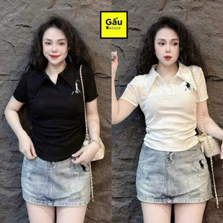  Áo thun nữ Pô Lô PHOM ÔM tôn eo thêu Ngựa CÓ SIZE   Pô Lô thêu 185    