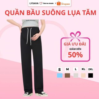 Quần Bầu Suông Lysava Chất Lụa Tăm Mềm Mát Cho Bà Bầu Form Rộng Có Chun Rút Điều Chỉnh QB4