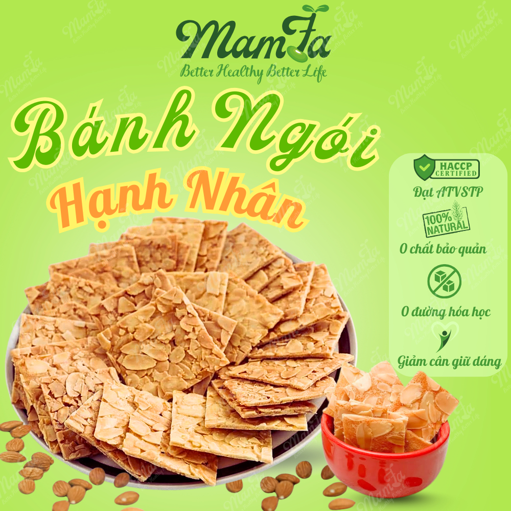Combo 1KG Bánh ngói hạnh nhân siêu hạt loại 1 Mamfa nguyên cám dùng ăn kiêng giảm cân keto healthy