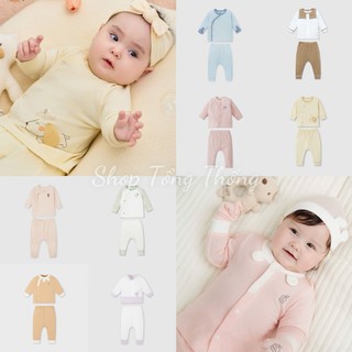   XẢ KHO  Bộ quần áo NOUS La Pomme dài tay sơ sinh Bamboo Petit mềm mịn thoáng mát cho bé trai bé gái sơ sinh 