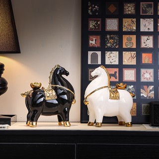  Đồ trang trí gốm sứ hình ngựa may mắn lối vào đơn giản phòng khách phòng học và văn phòng 