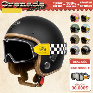 Mũ Bảo Hiểm 3/4 VARO Classic Viền Chỉ Lót Nâu Thoáng Khí | Chính Hãng | BH 12 Tháng | Tuỳ Chọn Kính Goggle Retro