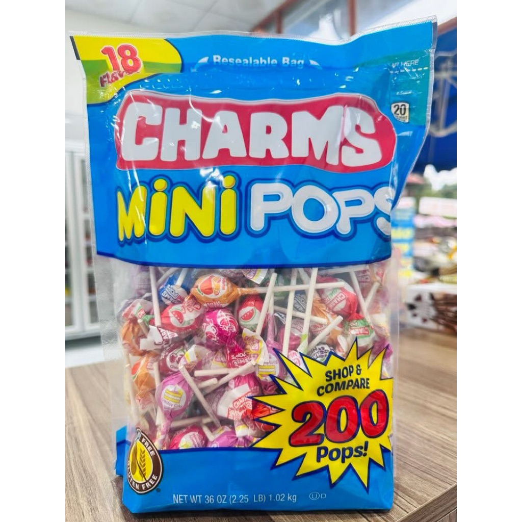 Date 2027 Bịch 200 , 350  Thanh Kẹo Mút Trái Cây Tổng Hợp Charms Mini Pops Variety Pack