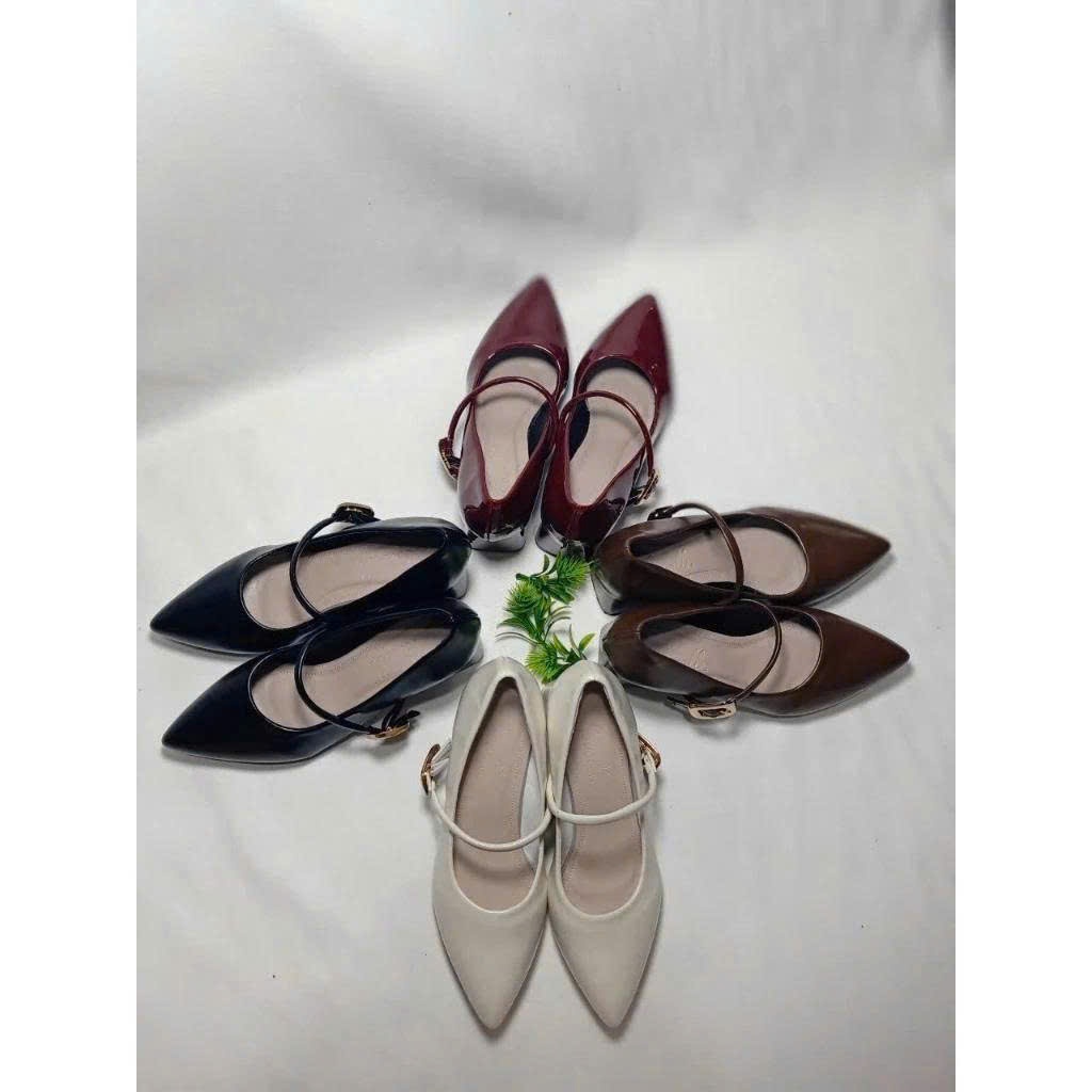 Giày quai ngang mũi nhọn đế vuông 5cm sang trọng | BigBuy360 - bigbuy360.vn