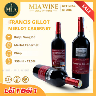   Chính Hãng  - Rượu Vang Đỏ Pháp Bordeaux Francis Gillot Merlot Cabernet Sauvignon - 750ml  13,5%  MiaWine 