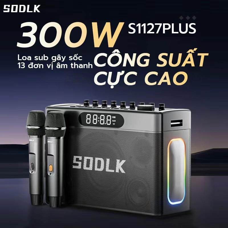 SODLK PlusLoa Karaoke Bluetooth S1127 Âm trầm mạnh mẽ 300W Loa bluetooth chính hãng 100% Bảo hành 1 năm Hỗ trợ TWS/USB/T