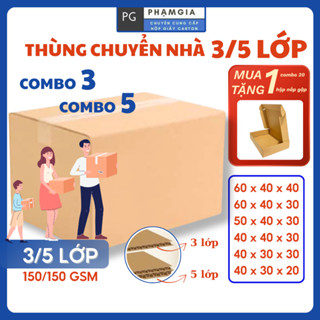 Combo 5 thùng carton đủ size chuyển nhà, văn phòng, đi nước ngoài, hộp carton to đóng hàng size lớn