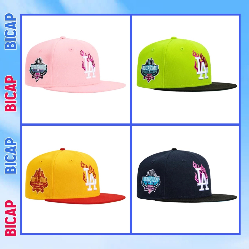 Mũ snapback lưỡi trai khóa nút thêu L.A lửa cho nam nữ, nón kết vải kaki đội ngược phong cách cá tính CAP552