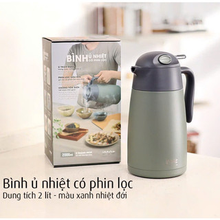 [Hỏa tốc HCM] Bình ủ nhiệt Imat có phin lọc 2000ml màu xanh nhiệt đới, ruột bình & phin lọc Inox 304