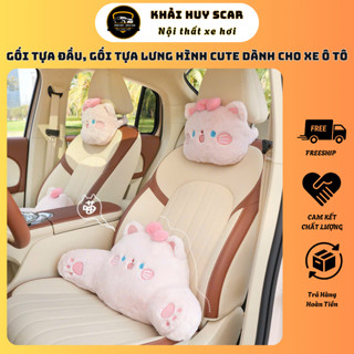 Gối Tựa Đầu/Gối Tựa Lưng Dùng Trên Xe Hơi Hình Chú Gấu Và Heo Dễ Thương - Khải Huy Scar