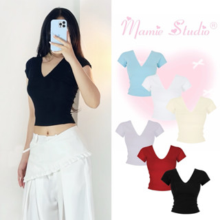 Áo cánh dơi body cổ V khoét sâu Mamie , áo thun ôm cho nữ chất thun co giãn tôn dáng