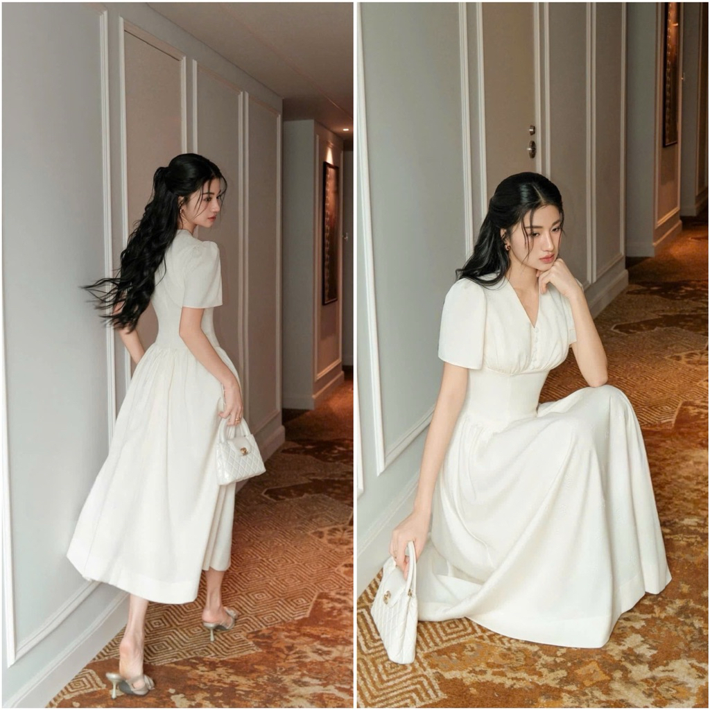 [𝐁𝐚́𝐧 𝐜𝐡ạ𝐲] Đầm Thiết Kế Bigsize, Váy đầm nữ cổ V Shi Shang SIẾT EO tôn dáng | BigBuy360 - bigbuy360.vn