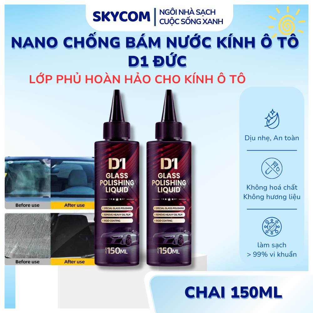 Dung dịch phủ NANO chống bám nước kính ô tô D1 Đức - Nước phủ nano kính D1 chống bám nước, chày xước