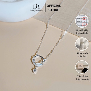   TẶNG NƯỚC RỬA BẠC  Dây chuyền bạc nữ S925 D'ROSY kiểu dáng hình mặt trăng đính đá Moonstone D'ROSY JEWELRY DC28 