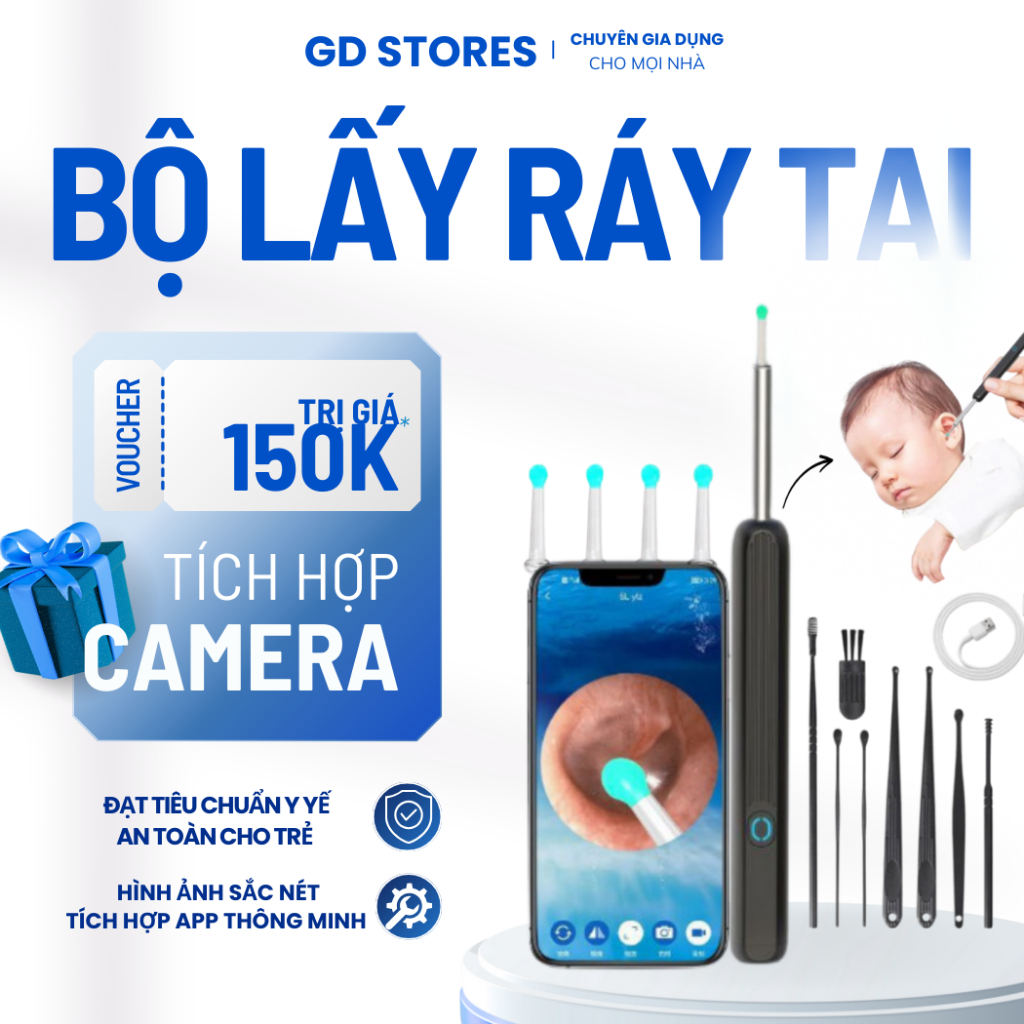 [BẢN NÂNG CẤP] Dụng Cụ Lấy Ráy Tai MEGUN NE3 Pro Có Gắn Camera Nội Soi Full HD Có Pin Sạc Bảo Hành 1