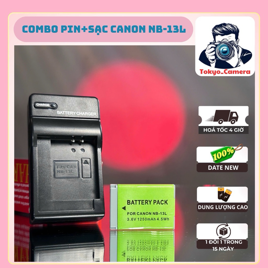 Bộ Sạc Pin Canon NB-13L ( Bộ Sạc Pin thay thế ) dùng cho PowerShot G5 X , G5 X Mark II, PowerShot G7