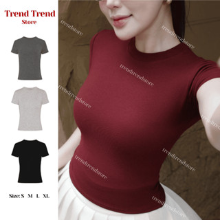   COTTON MỊN  Áo thun trơn Cổ Tròn TREND TREND STORE form ôm basic nhiều màu tôn dáng mềm mịn co giãn tốt 