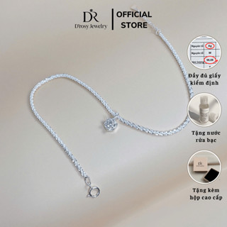 [ TẶNG NƯỚC RỬA BẠC ] Lắc chân bạc nữ 925 D’ROSY dây xù đính đá 1 viên lấp lánh D’ROSY JEWELRY LC06