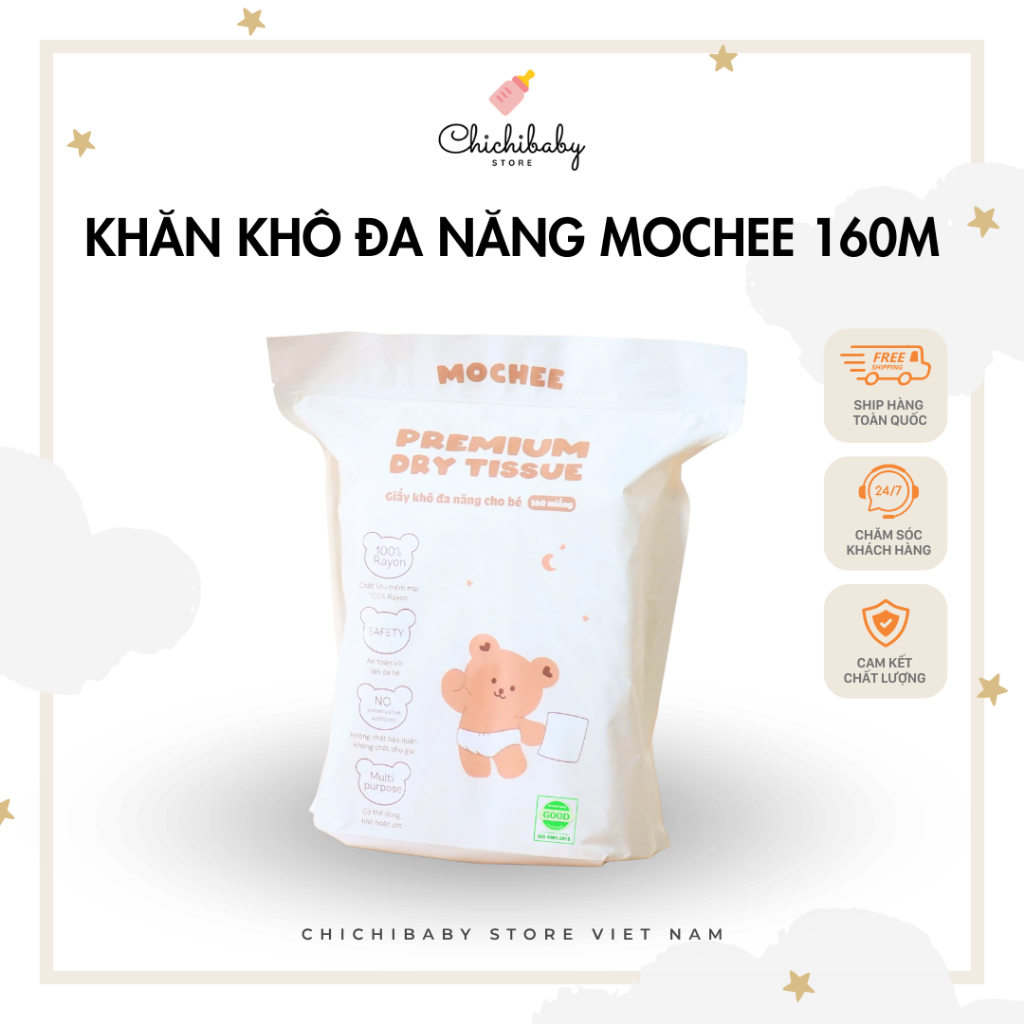 Khăn khô đa năng Mochee 160 miếng