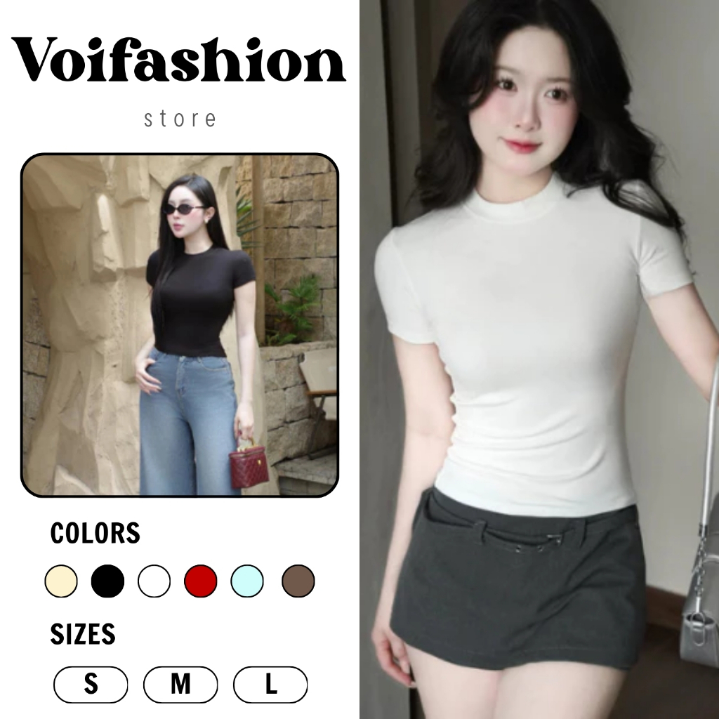 [VOUCHER 30K] Áo thun ôm body cổ tròn tay cộc Strendy, áo babytee thắt eo ôm body quyến rũ siêu xinh