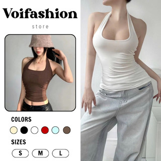   VOUCHER 30K  Áo cổ yếm có mút thun ôm body quyến rũ năng động nhiều màu basic Voifashion AT01  Tặng kèm băng đô  
