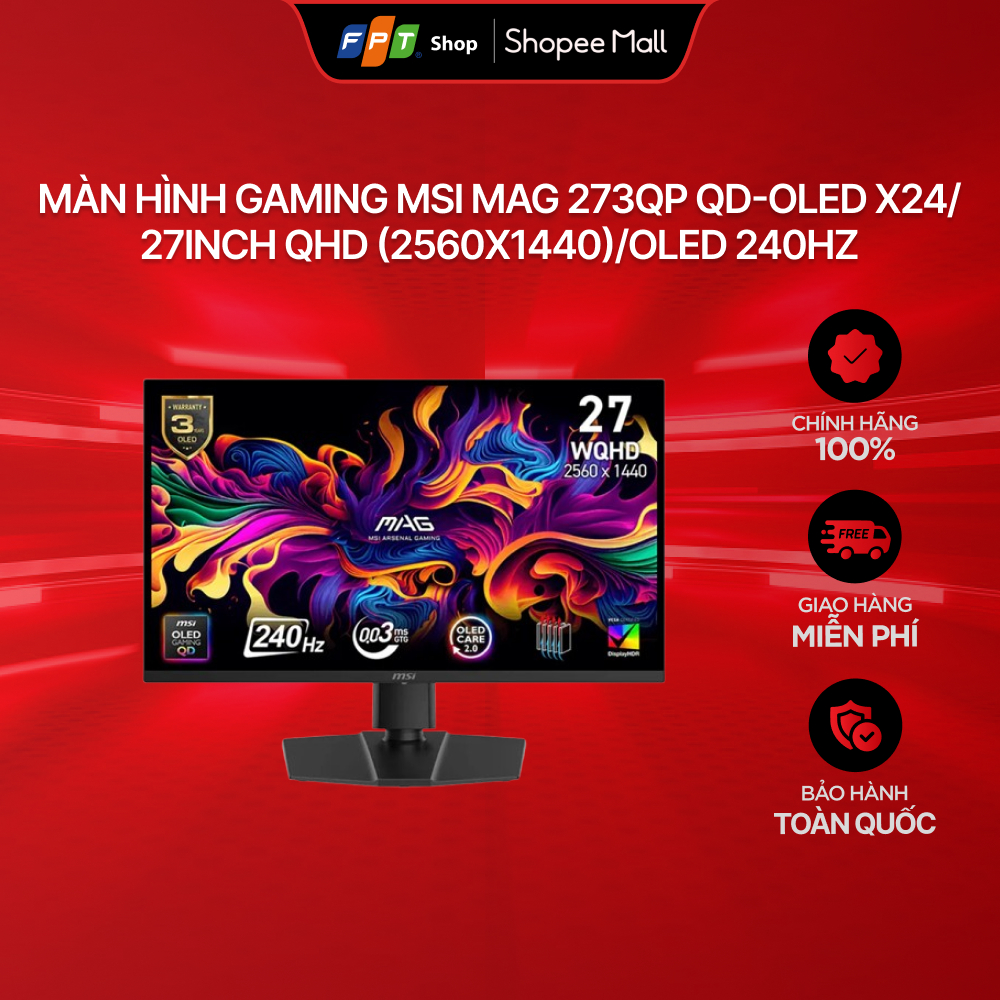 Màn hình Gaming MSI MAG 273QP QD-OLED X24/27inch QHD (2560x1440)/OLED 240Hz