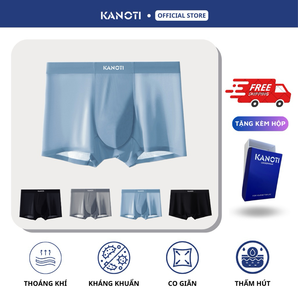Combo 5 Quần lót nam thun lạnh cao cấp KANOTI, quần sịp nam không đường may co giãn thoải mái kháng khuẩn CBK015