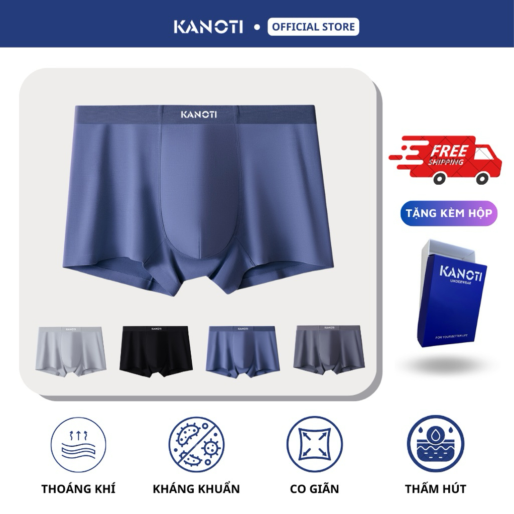 Combo 4 quần lót nam Modal sợi gỗ sồi cao cấp KANOTI, quần sịp đùi nam mềm mại thoáng khí CBK054