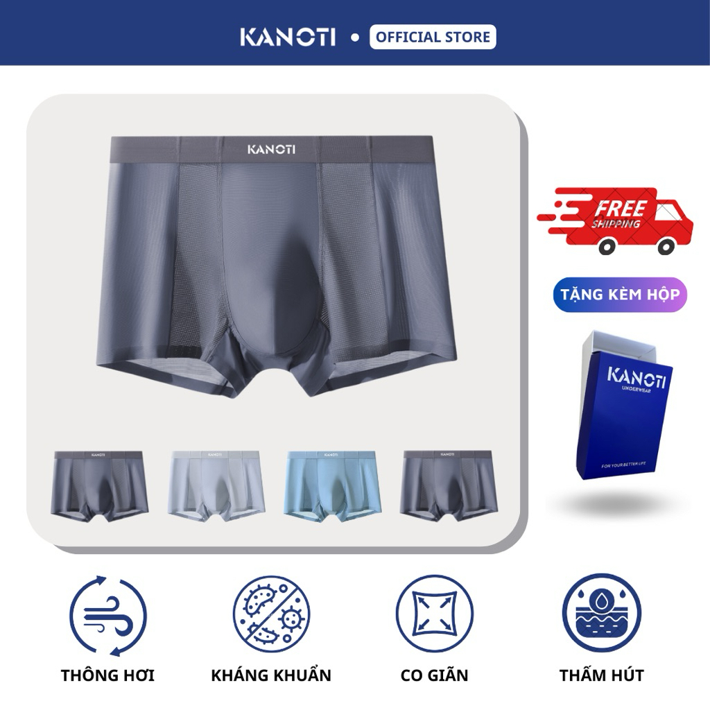 Combo 5 quần sịp nam thun lạnh cao cấp KANOTI, quần boxer không đường may, hút ẩm tốt và kháng khuẩn
