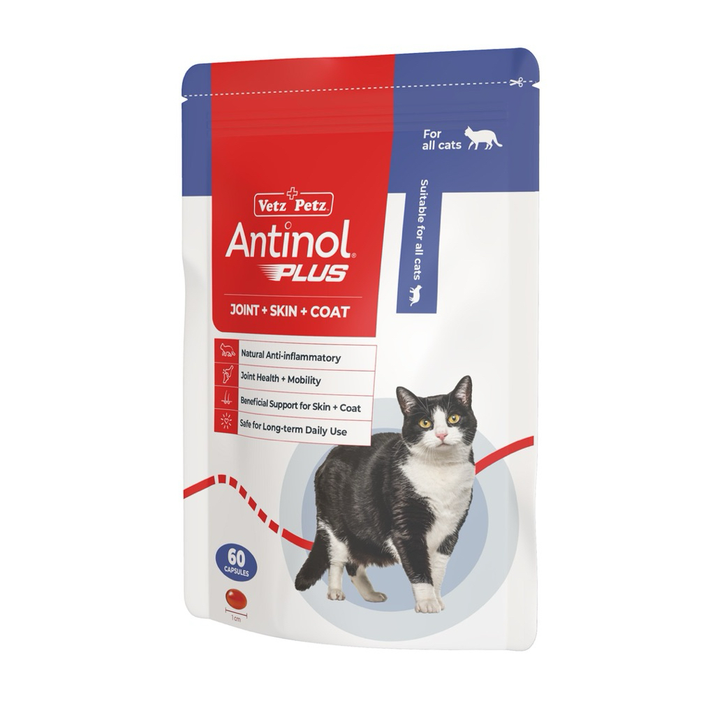 Vetz Petz Antinol Plus Cat - Dòng cao cấp, Hỗ trợ xương khớp, tim mạch, đẹp da cho mèo, hoàn toàn tự