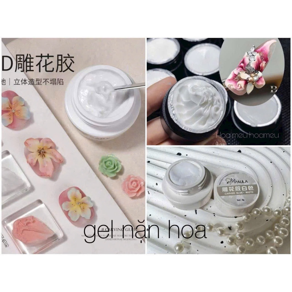Gel JEISHIYA Màu Trắng chuyên tạo hoạ tiết nổi cao cấp trang trí móng tay