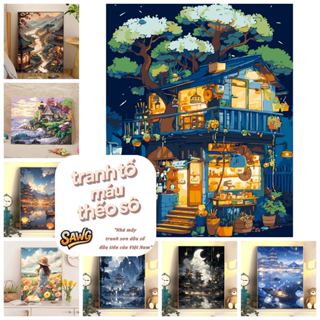  Mẫu bán chạy- 40x50cm có Khung  Tranh tô màu sơn dầu theo số hóa Phật Giáo kích thước-tranh tô màu theo số-tranh số 