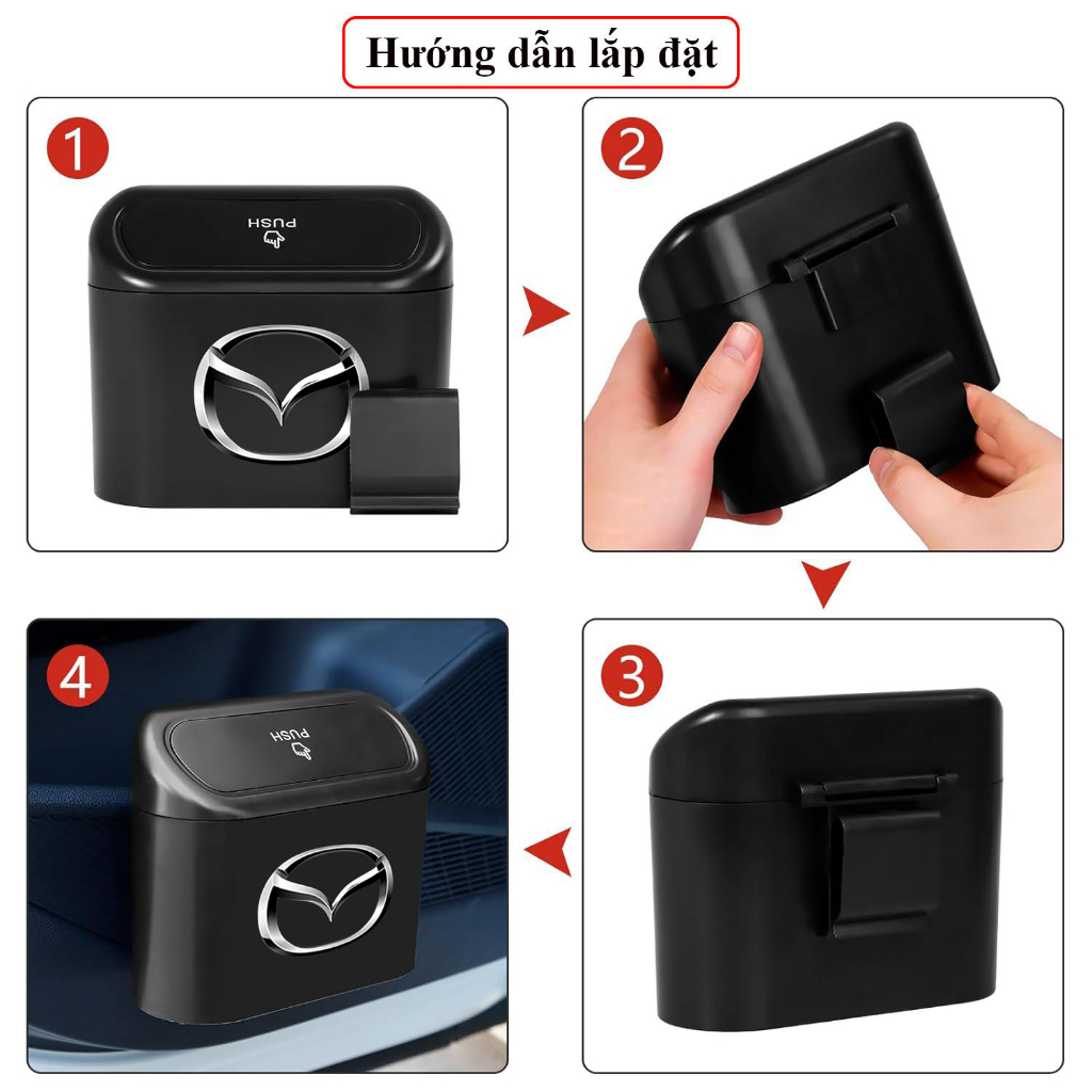 Thùng Đựng Rác Xe Hơi - Thùng Rác Mini Để Trên Ô Tô - Thùng Rác Ô Tô Có Logo Xe - Chất Liệu Nhựa ABS Cao Cấp - HN Auto | BigBuy360 - bigbuy360.vn