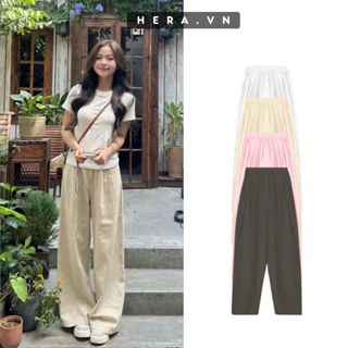 Quần ống rộng Hera vải thô quần suông mềm ống rộng basic cạp cao T087