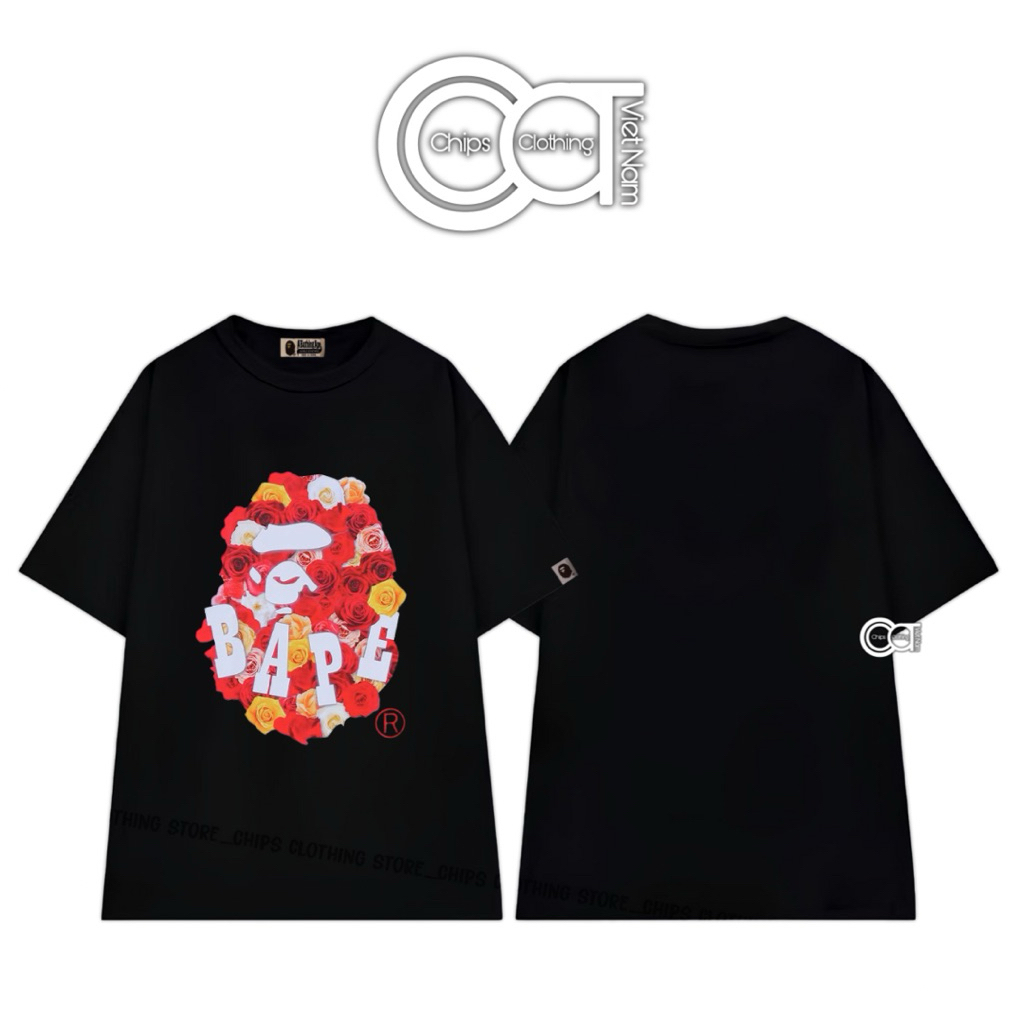 [High Quality] Áo Thun Bape Rose Cực Hot - Dễ Phối Đồ | Unisex Nam Nữ - 100% Cotton - 280gsm | Chips