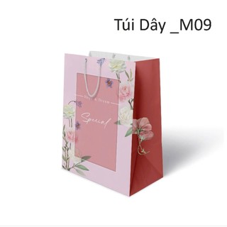 Combo 5 cái túi giấy đứng quai dây qui cách 19x27 hông 9cm- Giá sỉ được chọn mẫu