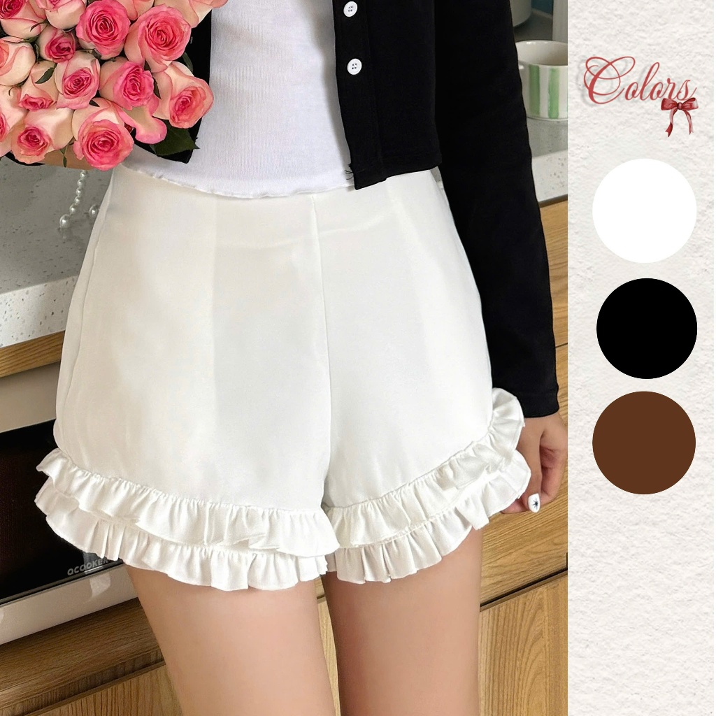 NAVIE -  ( MUA 1 KÈM 1 DÂY NƠ ) Quần short ngắn AMY line phối bèo 2 lớp thời trang nữ | BigBuy360 - bigbuy360.vn