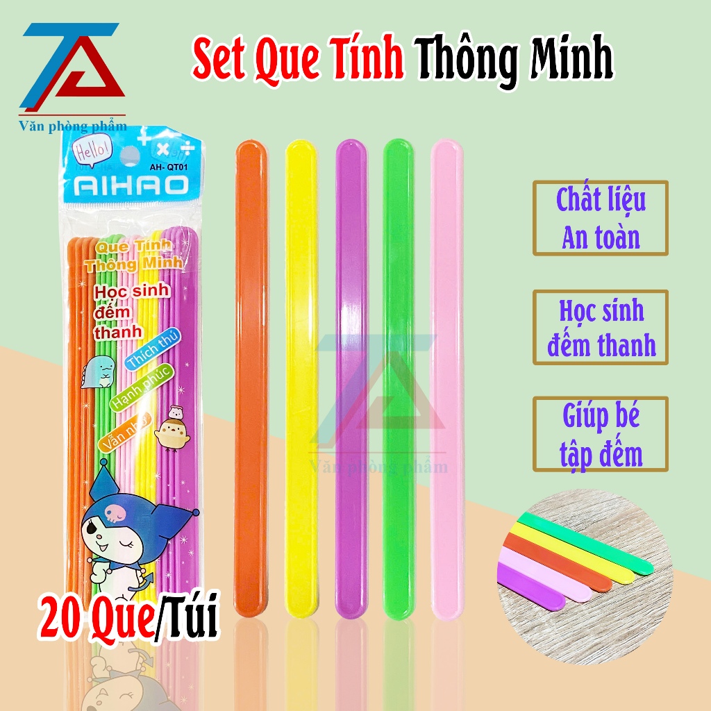 Combo 40/100 Que Tính Tập Đếm AIHAO, Que Tính Nhựa Học Toán Đếm Số Cho Bé - VPP Trường Anh