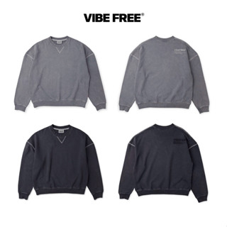  Áo Sweater nỉ chân cua wash LOGO THÊU dài tay VIBE FREE 