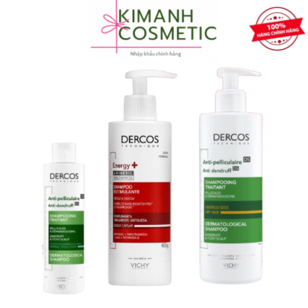 [KIMANH Cosmetics] Dầu gội giảm gàu cho da đầu dầu/da khô giảm ngứa Vichy Dercos Anti Dandruff/Derco