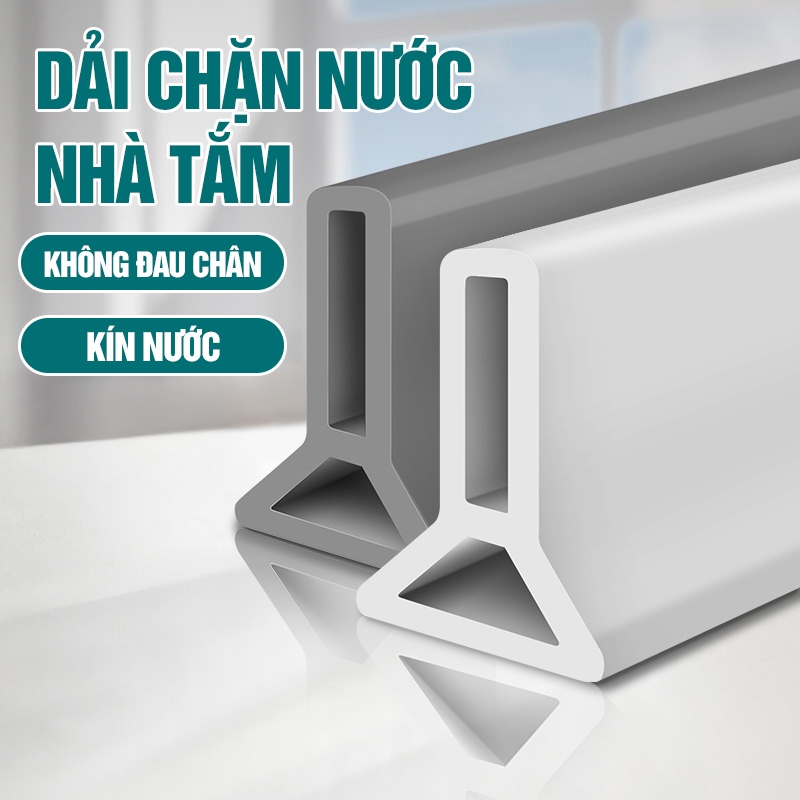 Dải Chặn Nước Silicon Cho Nhà Tắm Bồn Rửa Ngăn Nước Tràn Chống Trơn Trượt Tiện Lợi Dán Sàn Dễ Lắp