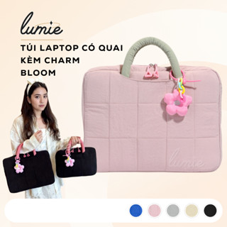 Túi Đựng Laptop Máy Tính Bảng iPad 13/15.6in Chống Sốc Chần Bông Có Quai Nhiều Ngăn Bloom Kèm Charm