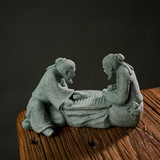 Tượng Hai Ông Lão Đánh Cờ Mini – Tượng Decor Phong Thủy, Bàn Cờ Cổ, Tiểu Cảnh, Bể Cá Chất Liệu Đá Nhân Tạo Cao Cấp.